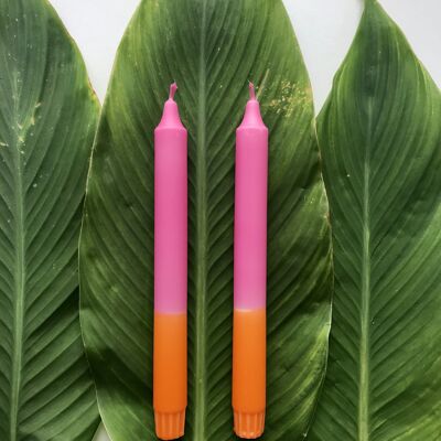 1 large dip dye stick candle in orange*pink