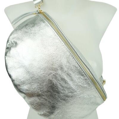 Anaé Light Silver Large Leather Bum Bag
