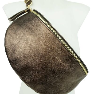Large leather belt bag Brown metal Anaé