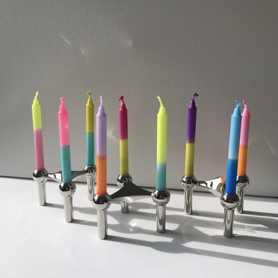 10 kleine Dip Dye Kerzen (Geburtstagskerzen) - bunte Mischung