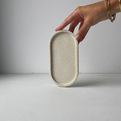 Ovales Tablett aus Beton | ovales Ablagefach | dekoratives Betontablett | ROTANEV Aufbewahrungstablett für Betonzubehör (kleines Format)
