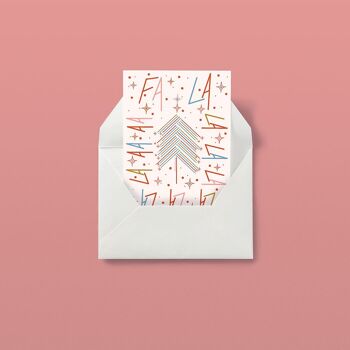 FALALALALA - Illustrated typography Christmas Card. Cream / Pink. A6. 1