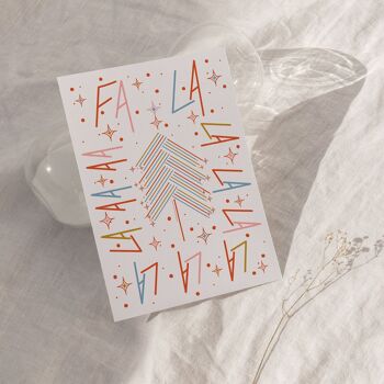 FALALALALA - Illustrated typography Christmas Card. Cream / Pink. A6. 2