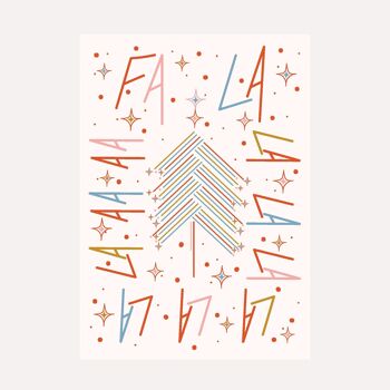 FALALALALA - Illustrated typography Christmas Card. Cream / Pink. A6. 3