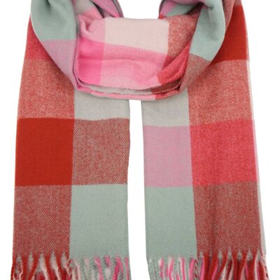 Checked and fringed scarf YF6058