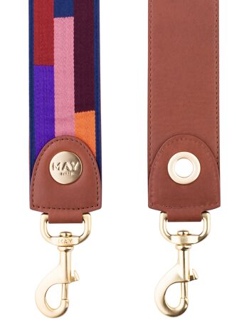 Bandouliere may paris - collection rossa - motif iconique - cuir camel - bijouterie or 2