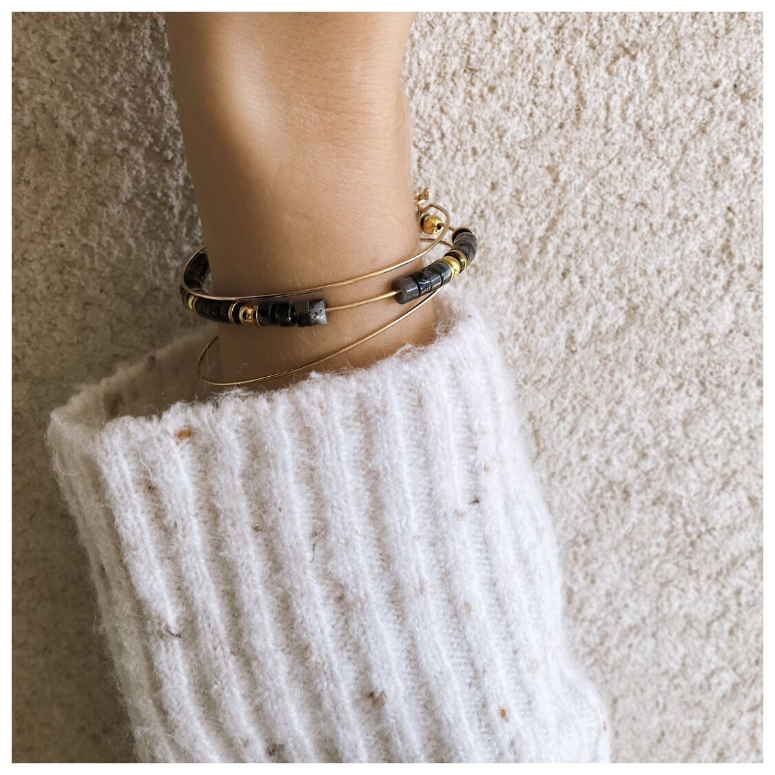 Bracciale rigido SUNRISE Labradorite Oro