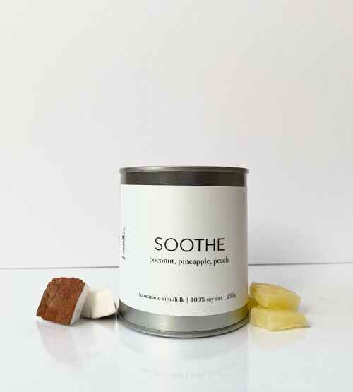 Soothe Soy Candle | Coconut, Pienapple, Peach | Paint Style Tin | Vegan Friendly | Handmade | 250g