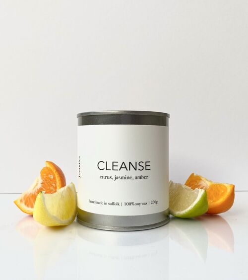 Cleanse Soy Candle | Citrus, Jasmine, Amber | Paint Style Tin | Vegan Friendly | Handmade | 250g