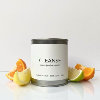 Candela di soia purificante | Agrumi, Gelsomino, Ambra | Latta stile vernice | Adatto ai vegani | Fatto a mano | 250 g