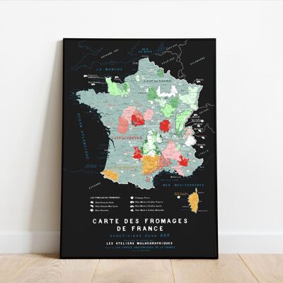 Map of PDO French CHEESES - Poster 50x70cm - UPDATED IN 2025