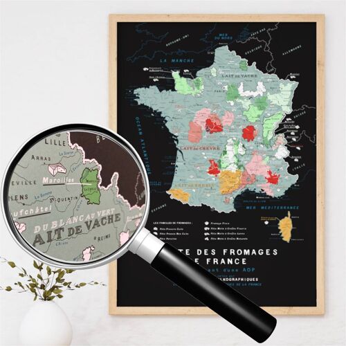 Carte des FROMAGES de France AOP - Affiche 50x70cm