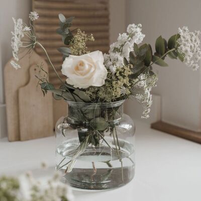 Recycled Chunky Glass Vase / Wide Neck Bouquet Vase