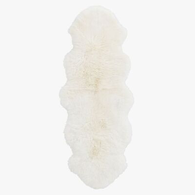 Véritable tapis double en peau de mouton en ivoire / Tapis de couloir en peau de mouton en blanc naturel