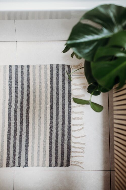 Esmee - Flat Weave Cotton Blend Rug With Tassles / Vegan Rug