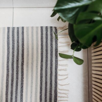 Esmee - Flat Weave Cotton Blend Rug With Tassles / Vegan Rug