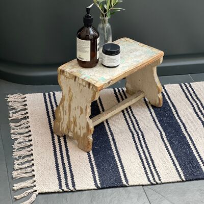 French stripe flat weave cotton rug / vegan rug