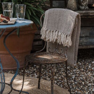 Indoor Outdoor Herringbone Cotton Throw / Blanket