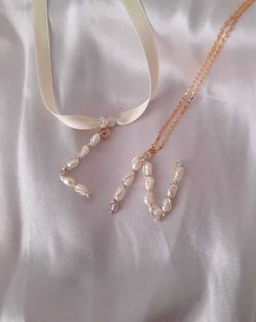 Initial Letter Pearl Necklace - Handwired