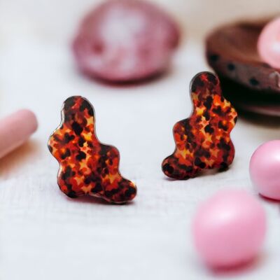 Tortoise Shell Abstract Stud Earrings