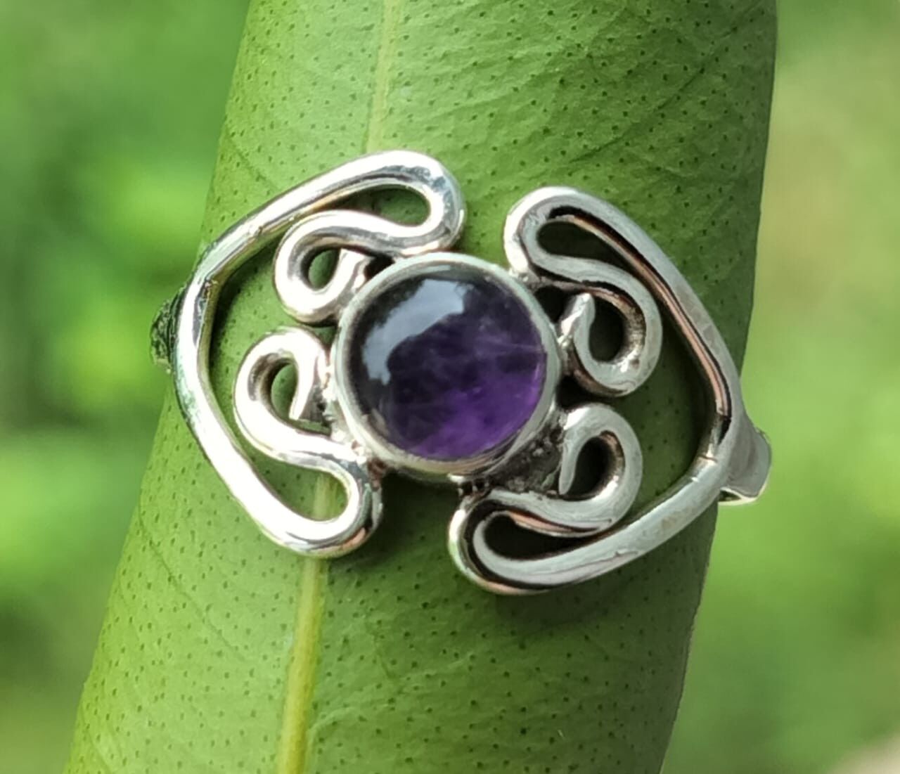 Febbraio Birthstone Anello fatto a mano in argento sterling 925 semiprezioso con ametista blu