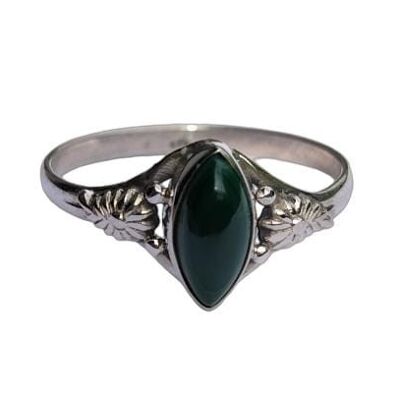 Echter Marquise-Malachit-Ring aus 925er-Sterlingsilber, handgefertigt, Vintage-Design