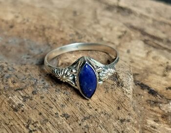 Belle bague faite à la main en argent sterling 925 avec pierre de naissance de janvier Lapis Lazuli 5