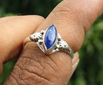 Belle bague faite à la main en argent sterling 925 avec pierre de naissance de janvier Lapis Lazuli 7