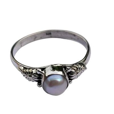 Anello fatto a mano in argento sterling 925 rotondo classico con perla d'acqua dolce