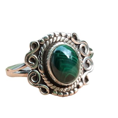Bellissimo anello fatto a mano in argento sterling 925 con malachite verde naturale