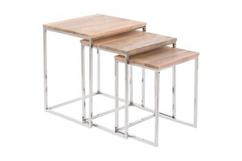 JEU DE TABLE AUXILIAIRE 3 ACIER ACACIA 46X41,5X55,5 MB208606 5