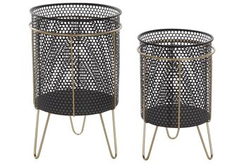 JARDINIÈRE SET 2 METAL 36X36X58 30X48 NOIR MC202650 1