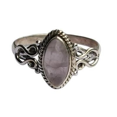 Elegante anillo hecho a mano de plata esterlina 925 con piedra lunar arcoíris