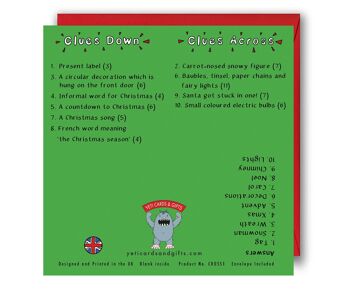 Carte de mots croisés de Noël pour enfants - Carte Puzzle 2