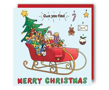Carte de Noël pour enfants - Pouvez-vous trouver ? Carte Puzzle 1