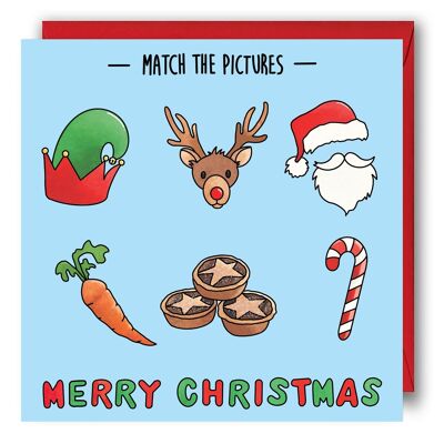 Faites correspondre les images - Carte Puzzle de Noël pour enfants