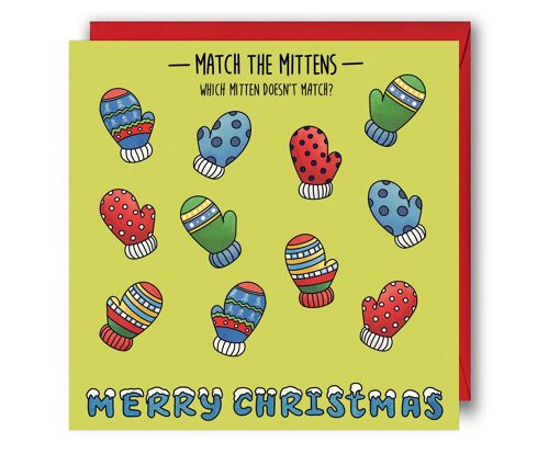 Match the Mittens - Children's Christmas Puzzle Card