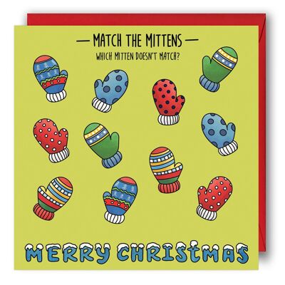 Match the Mittens - Children's Christmas Puzzle Card