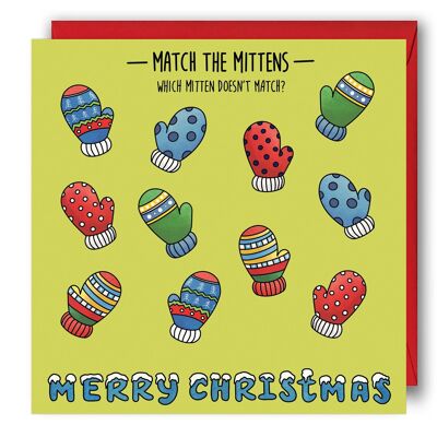 Match the Mittens - Tarjeta rompecabezas de Navidad para niños