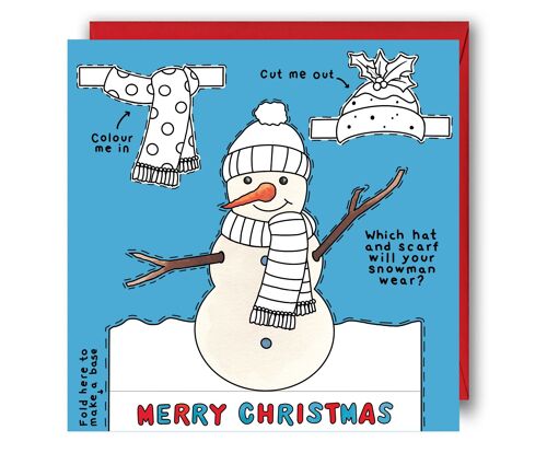 Children's Christmas Colouring Card - Colour In & Cut