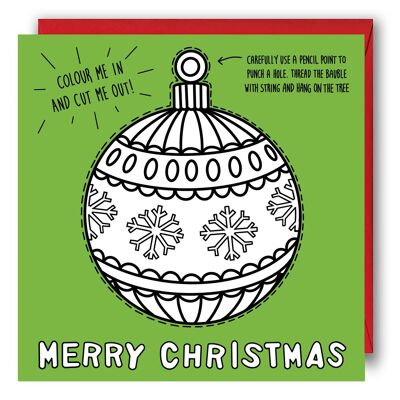 Children's Christmas Colouring Card - Colour In & Cut Out