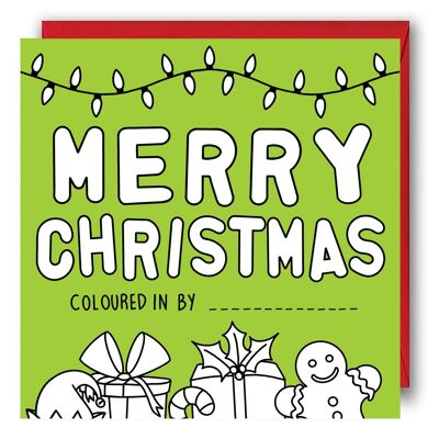 Children's Christmas Colouring Card - Colour In Card