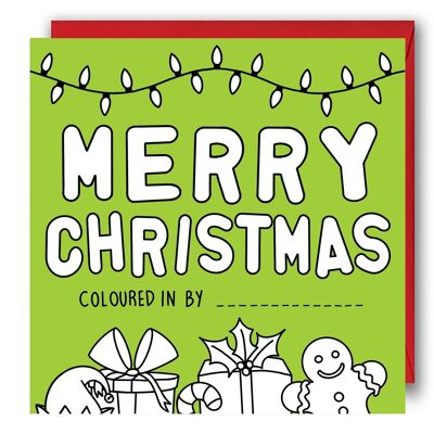 Tarjeta para colorear de Navidad para niños - Color In Card