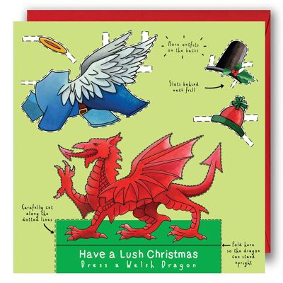 Schmücken Sie eine Weihnachtskarte mit dem walisischen Drachen