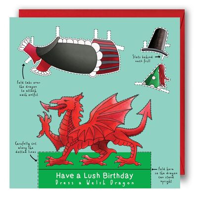 Habillez une carte d'anniversaire de dragon gallois