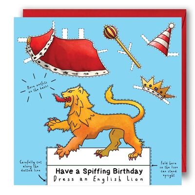 Viste una tarjeta de cumpleaños de un león inglés