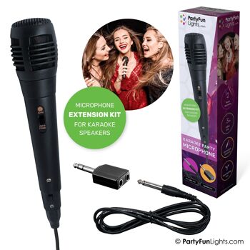 PartyFunLights - Kit d'extension de microphone pour karaoké - répartiteur d'entrée inclus - câble inclus - s'adapte à toutes les entrées de microphone 4
