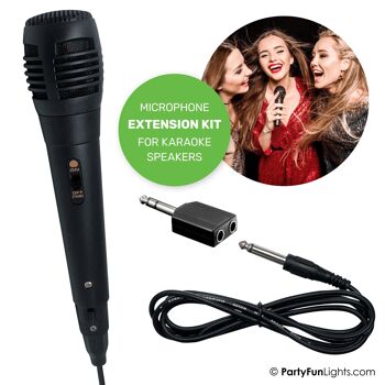 PartyFunLights - Kit d'extension de microphone pour karaoké - répartiteur d'entrée inclus - câble inclus - s'adapte à toutes les entrées de microphone 6