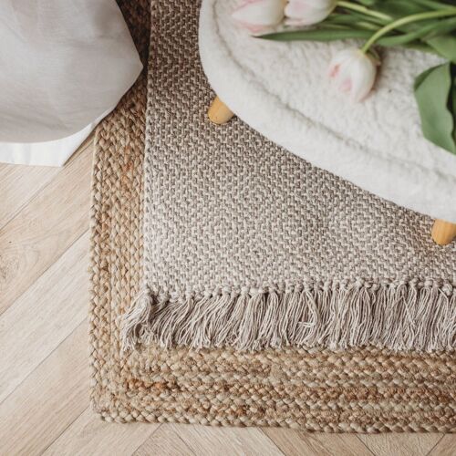 Geometric Hand Woven Cotton Rug / Vegan Rug