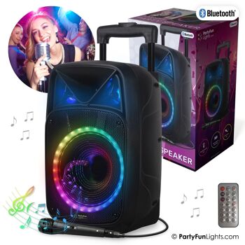 Enceinte de fête karaoké Bluetooth PartyFunLights - Éclairage de fête - microphone - télécommande 4